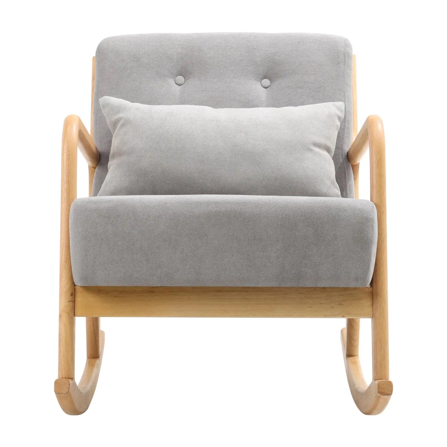 Grey Contemporary Linen Buttoned Rocking Chair Furnish Wise