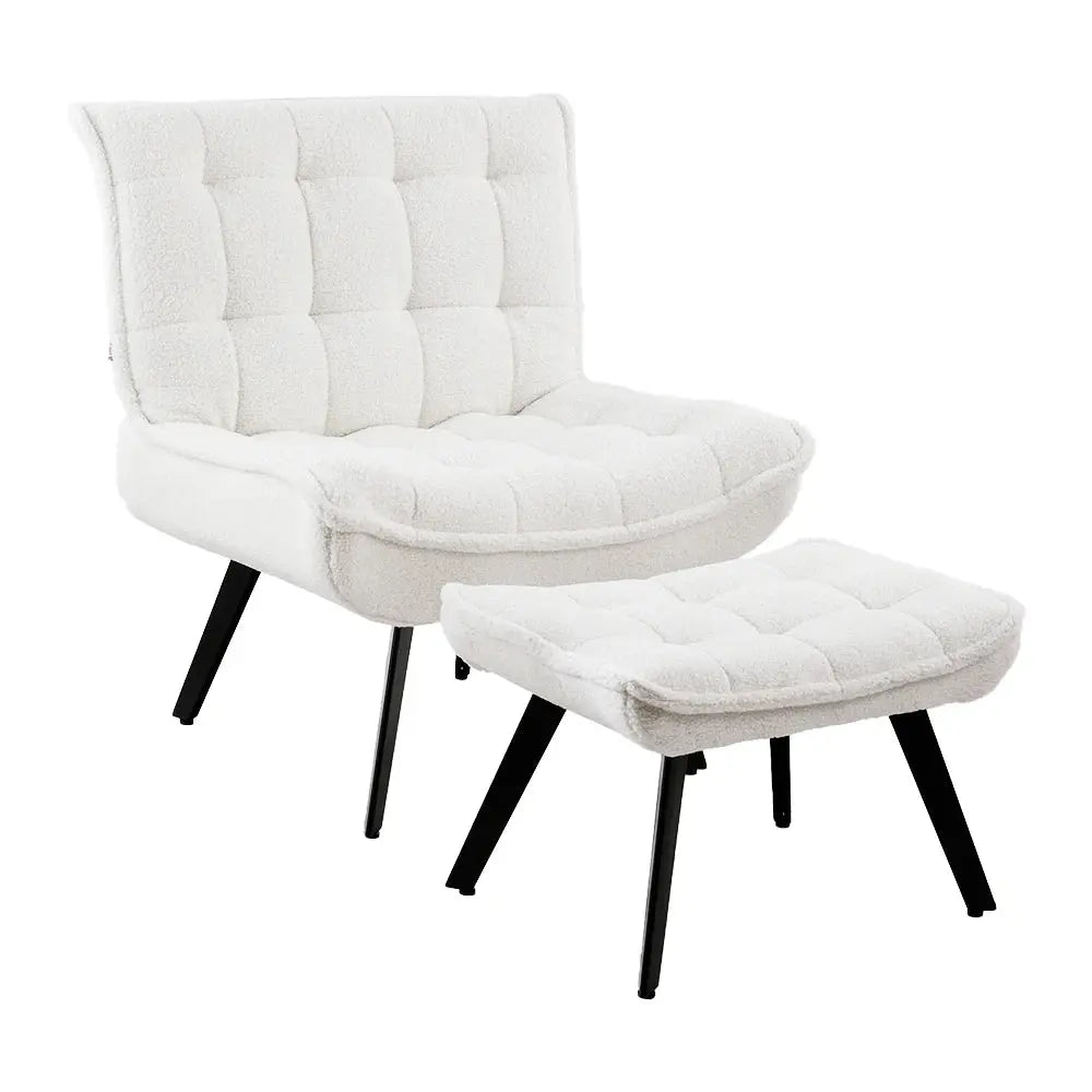 Minimal Comfy Chair with Footstool Set Armchair with Footstool