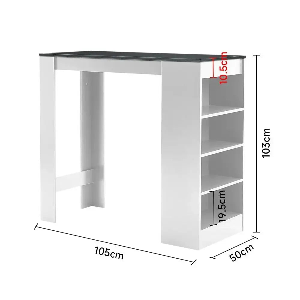 White Wooden Desk Table with Open Shelves