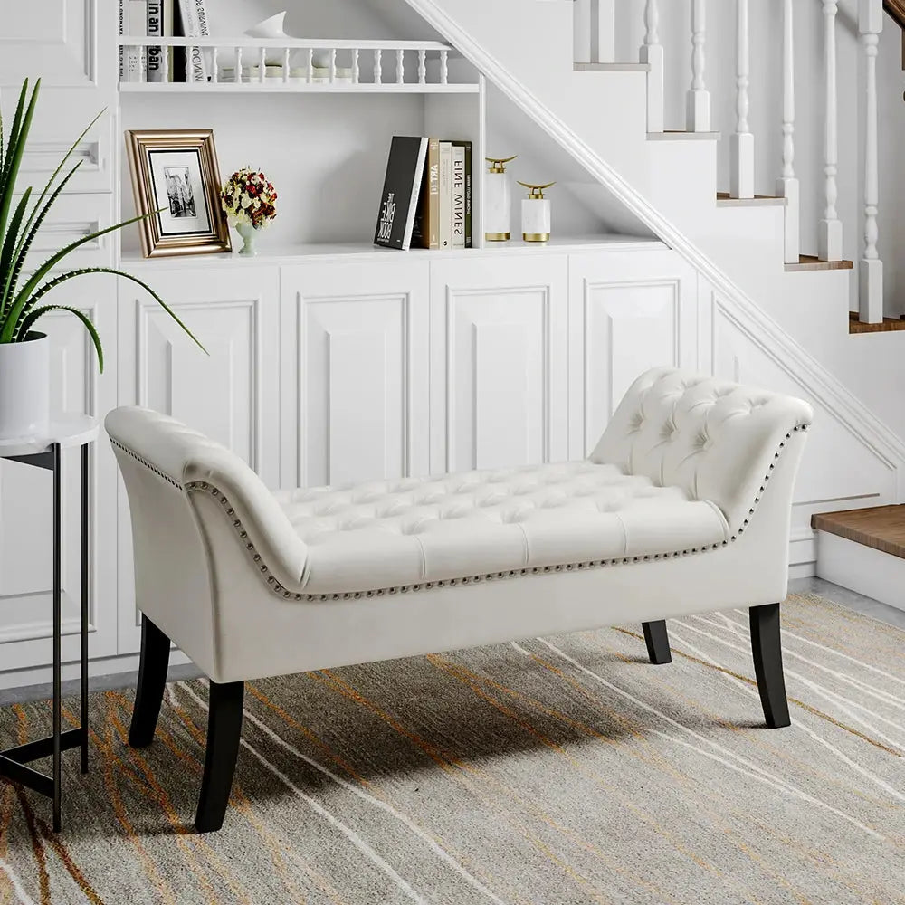 Modern Design Velvet Button Bench