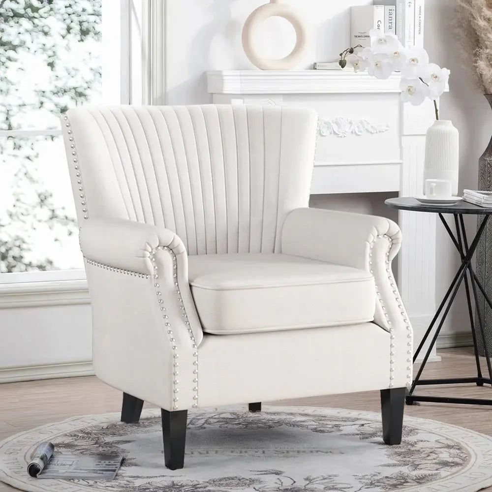 Channel Deep Cushioned Armchair with Nailhead Trim