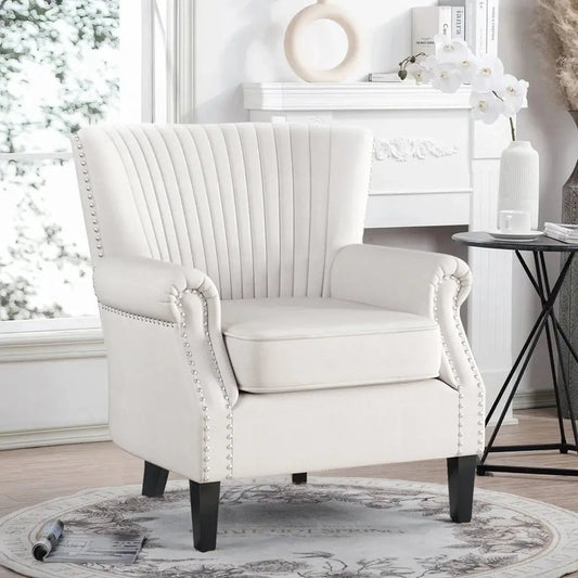 Channel Deep Cushioned Armchair with Nailhead Trim