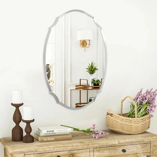 Ellipse Wall Mounted Mirror with Beveled Edge Furnish Wise