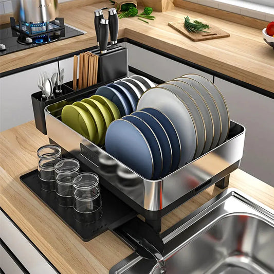 Stainless Steel Dish Drainer Rack Kitchen Organiser Furnish Wise