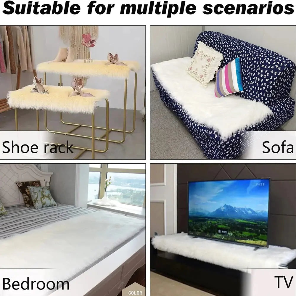 Oval Carpet Soft Fluffy Imitation Wool Area Rugs White Faux Fur Bedside Rug Grey Nordic Living Room Carpet For Bedroom Floor Mat Furnish Wise