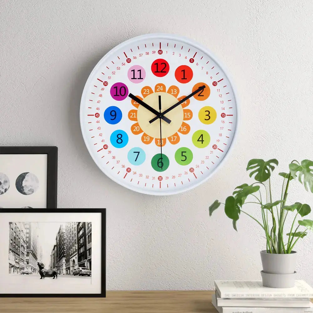 12-inch Brightly Coloured Dual-Scale Battery Operated Wall Clock Furnish Wise