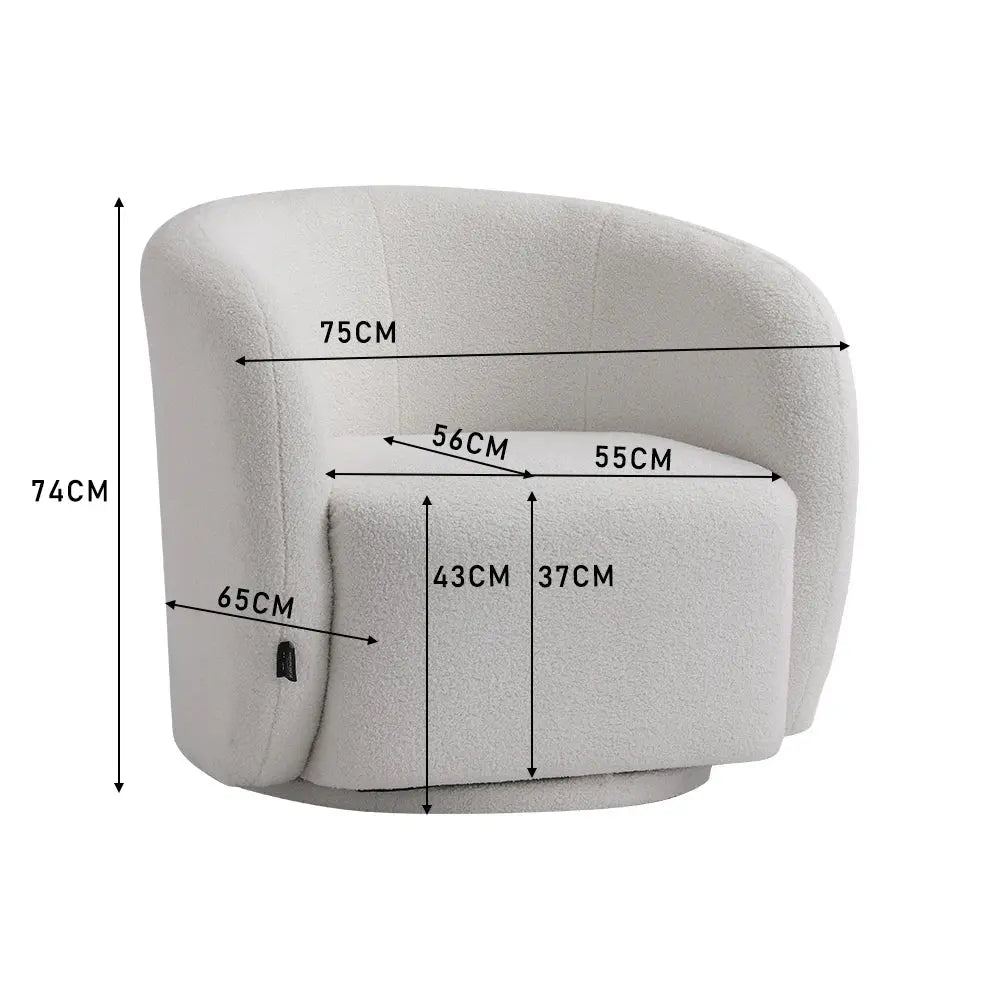 White Swivel Tub Chair Upholstered Furnish Wise