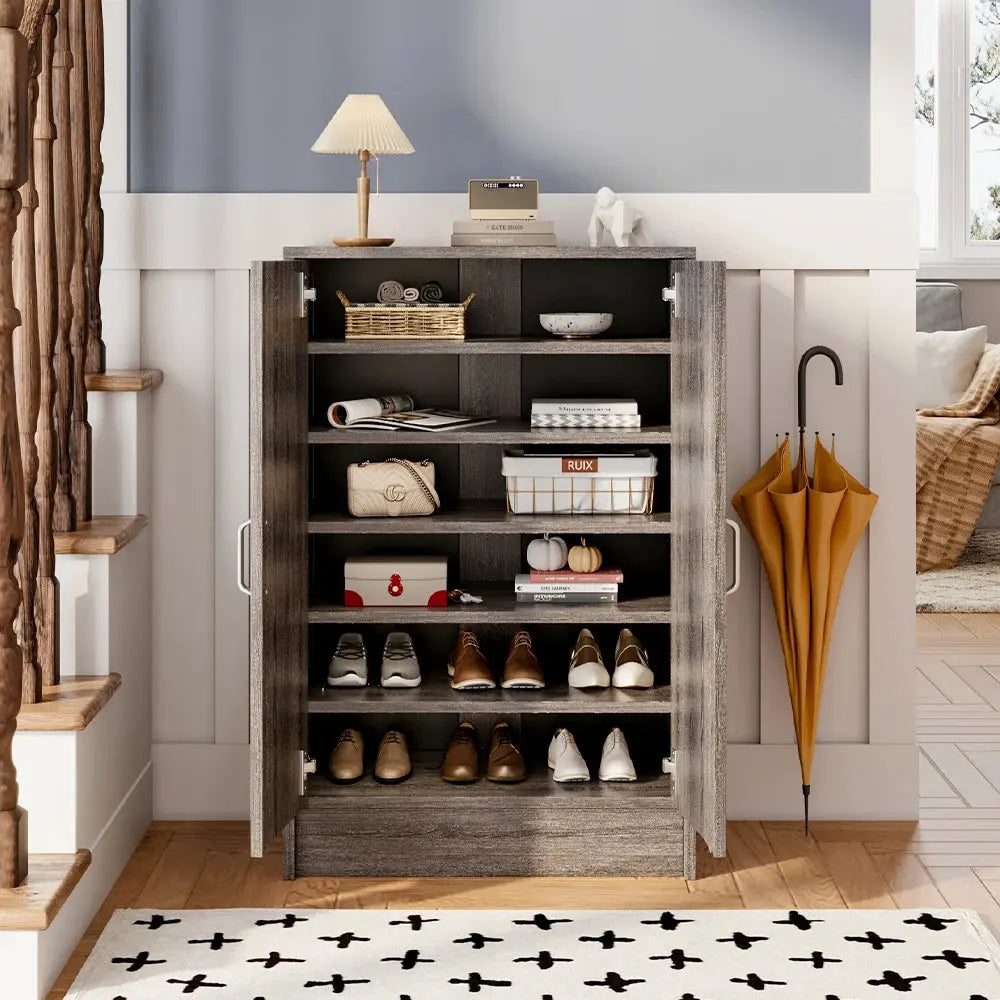 6-Tier Wood Grain Shoe Cabinet Furnish Wise
