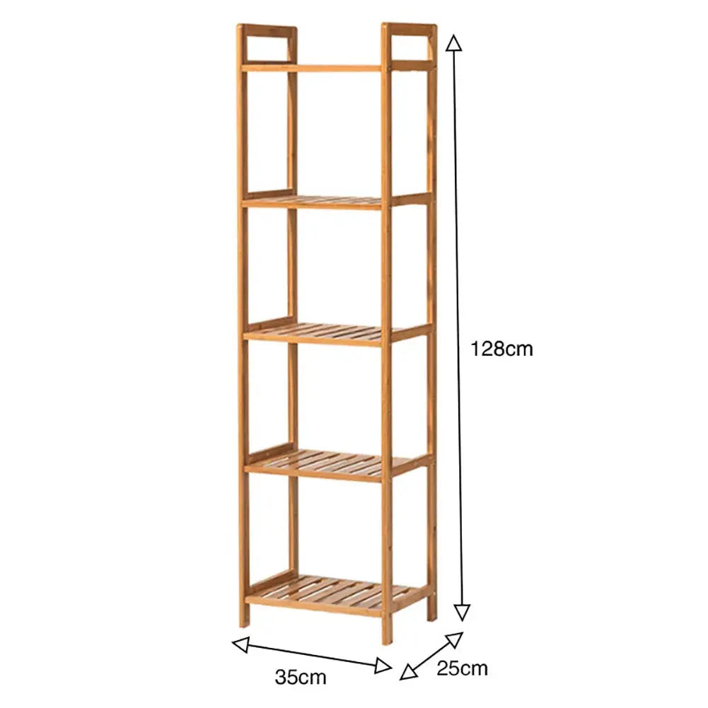 Tiered Bamboo Wood Book Storage Shelf