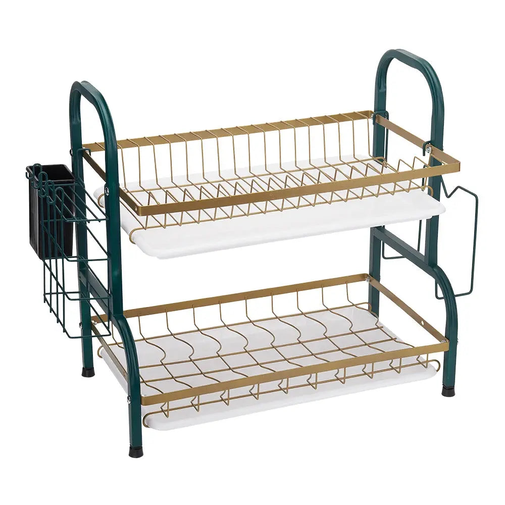 Kitchen 2-Tier Carbon Steel Dish Rack