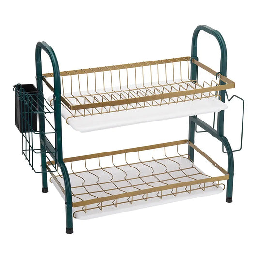 Kitchen 2-Tier Carbon Steel Dish Rack Furnish Wise