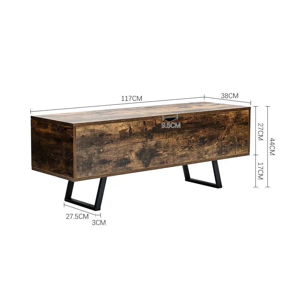 Industrial Wooden Flip Top Storage Bench Furnish Wise