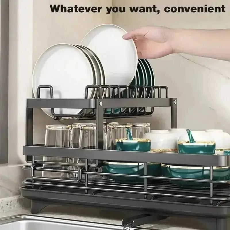 Household Kitchen Dish Drainer Rack, Multifunctional Sink Drying Rack for Bowls Plates Chopsticks, Save countertop space Furnish Wise