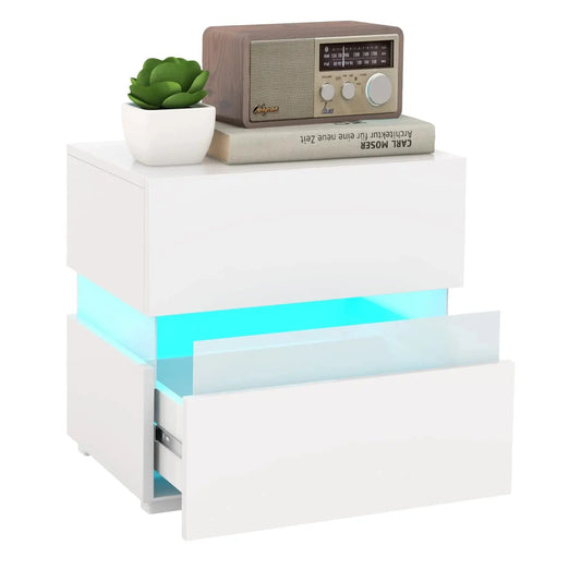 LED Bedside Table with Remote Control Furnish Wise
