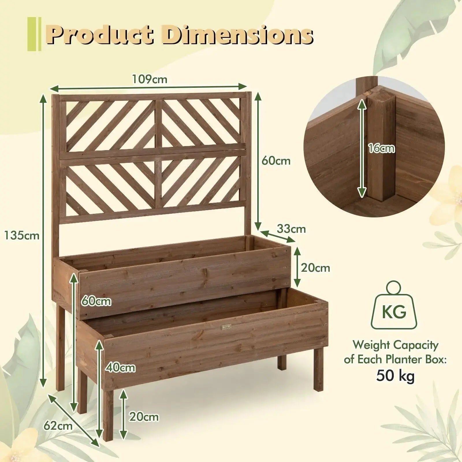 Wooden 2-Tier Raised Garden Bed Furnish Wise
