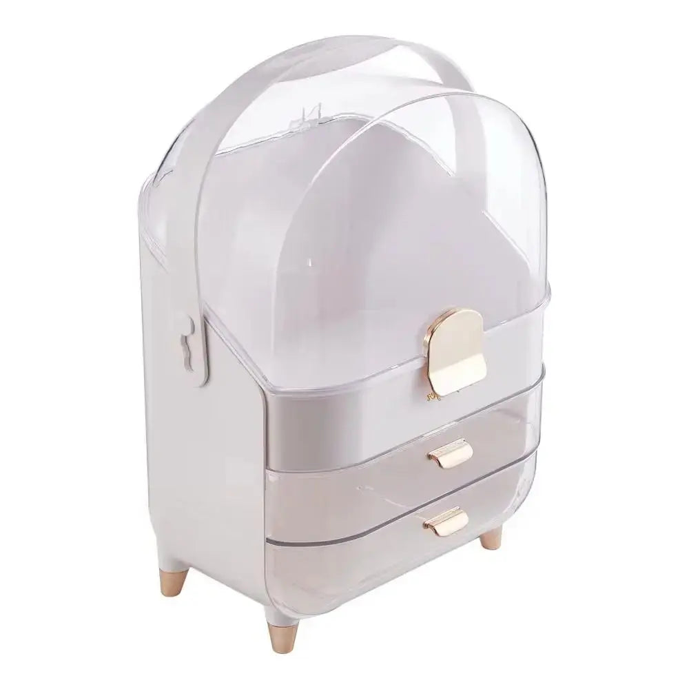 White Large Dustproof Makeup Organizer with Drawers