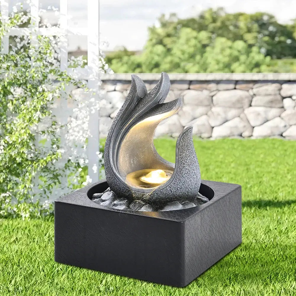 Tabletop Resin Water Fountain with LED Light Furnish Wise