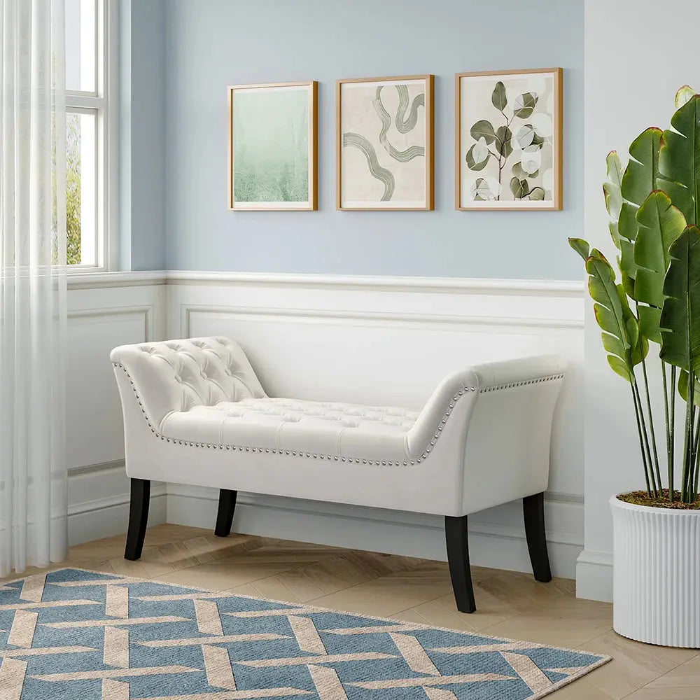 Modern Design Velvet Button Bench