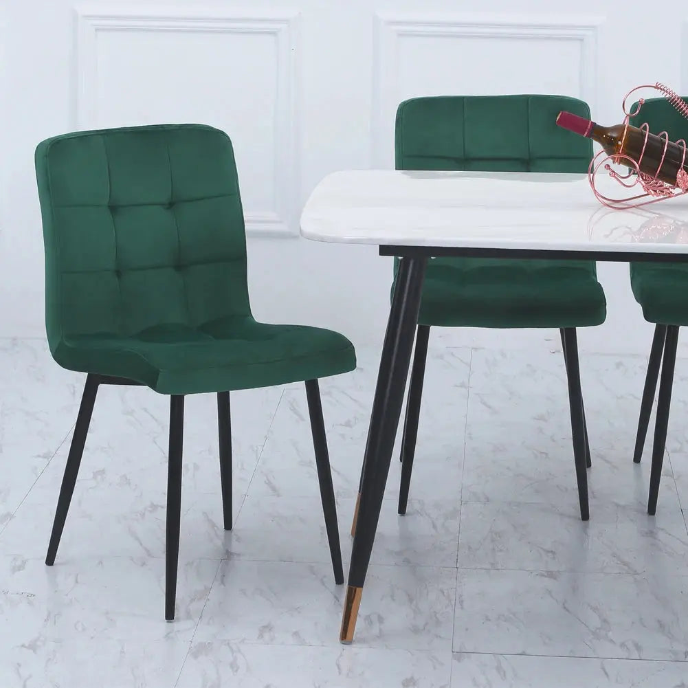 Set of 4 Matte Velvet Padded Dining Chairs Furnish Wise