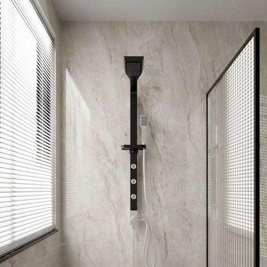 Black Massage Shower Panel Set Furnish Wise