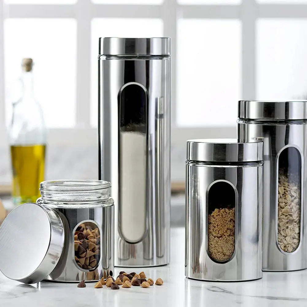 Set of 4 Stainless Steel Food Storage Containers