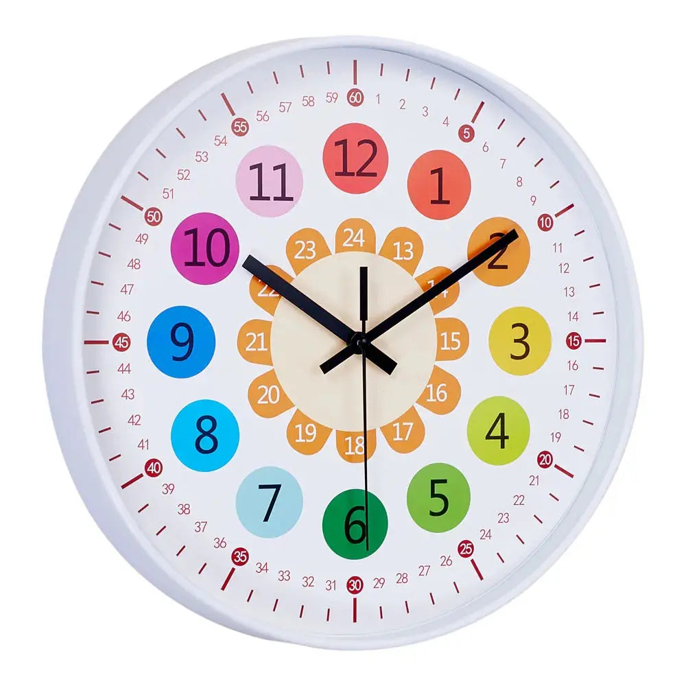 12-inch Brightly Coloured Dual-Scale Battery Operated Wall Clock Furnish Wise