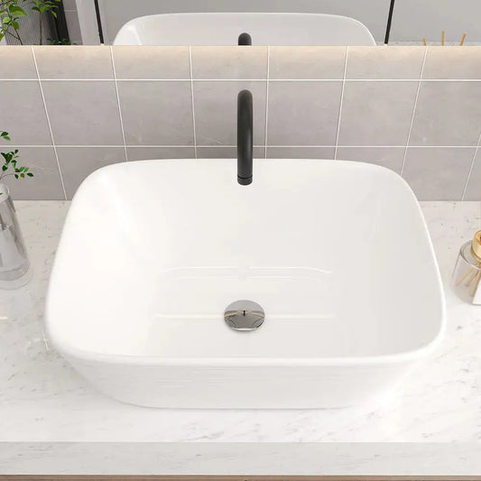 Modern White Square Countertop Bathroom Sink Furnish Wise