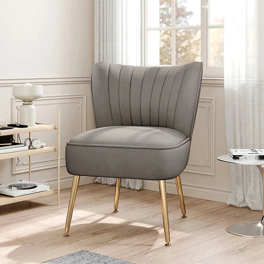 Velvet Cocktail Accent Chair, Grey Furnish Wise