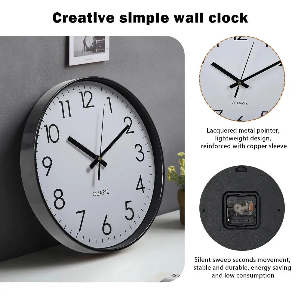 12 Inch Non-Ticking Battery Operated Wall Clock Furnish Wise