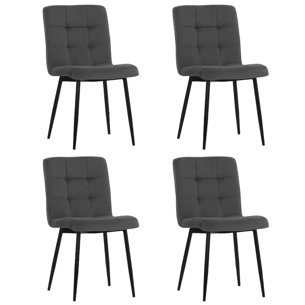 Set of 4 Matte Velvet Padded Dining Chairs Furnish Wise