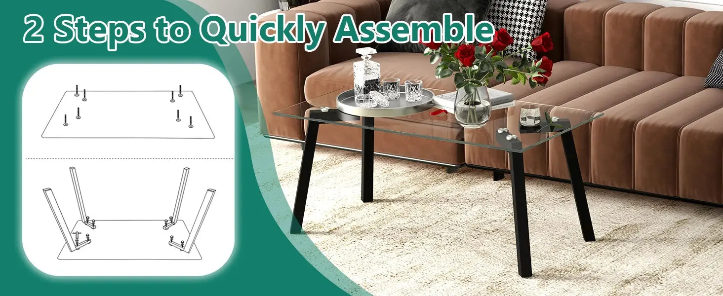 Modern Centre Table with Heavy-duty Metal Frame Furnish Wise