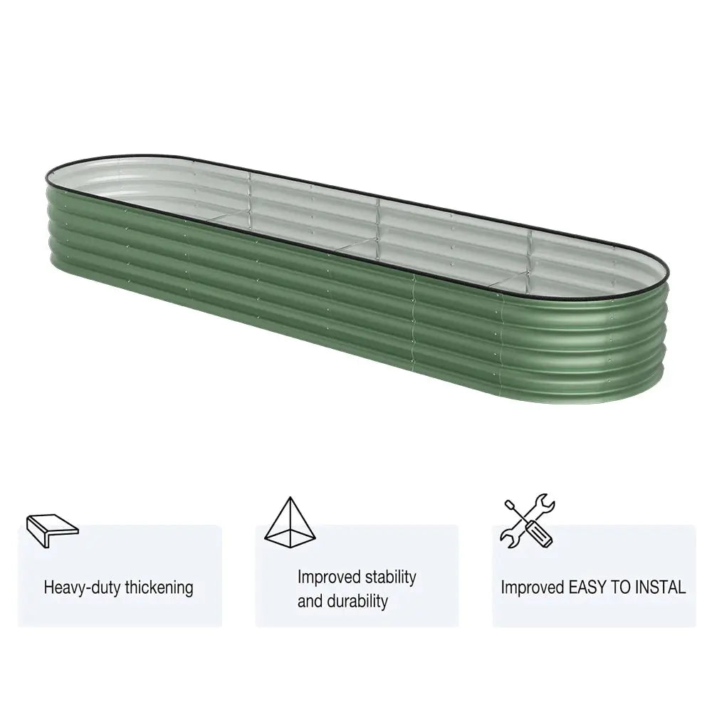 Light Green Oval-Shaped Steel Raised Garden Bed