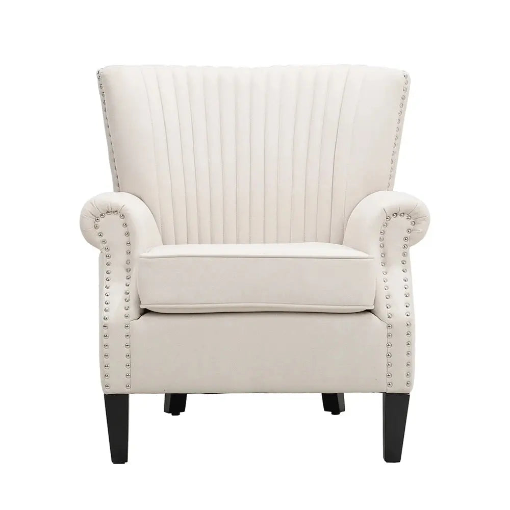 Channel Deep Cushioned Armchair with Nailhead Trim