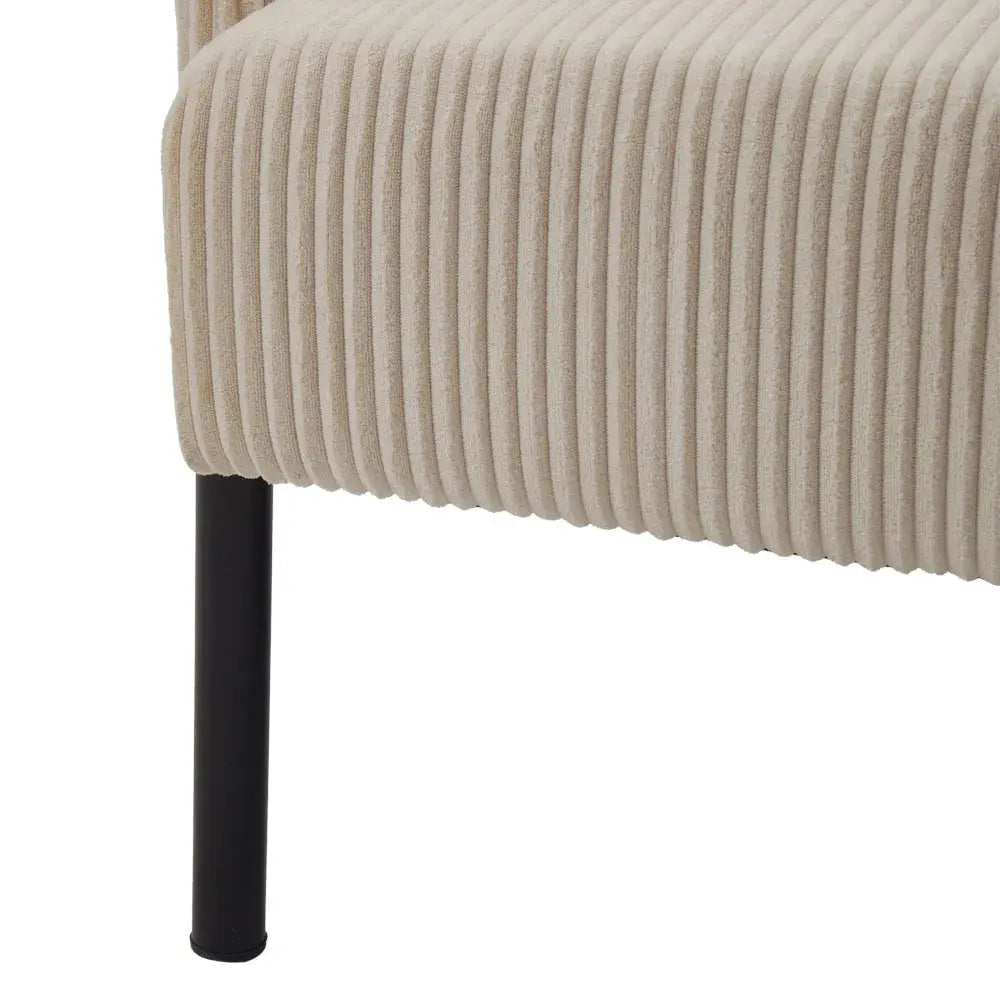 2-Seat Beige Corduroy Sofa with Armrests And Wooden Legs Furnish Wise